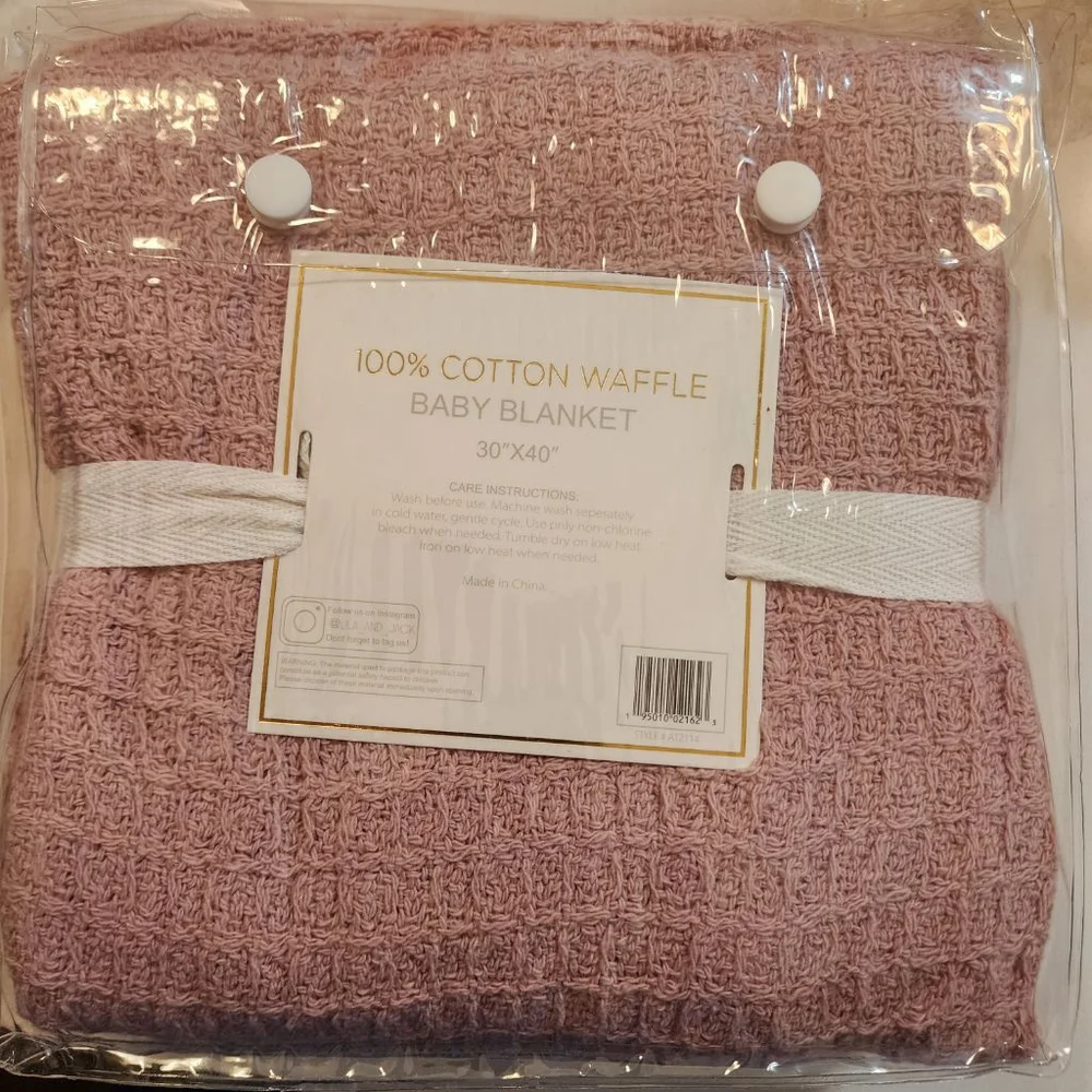 Pink Baby Blanket by Lila & Jack 100% Cotton Waffle Print. NEW